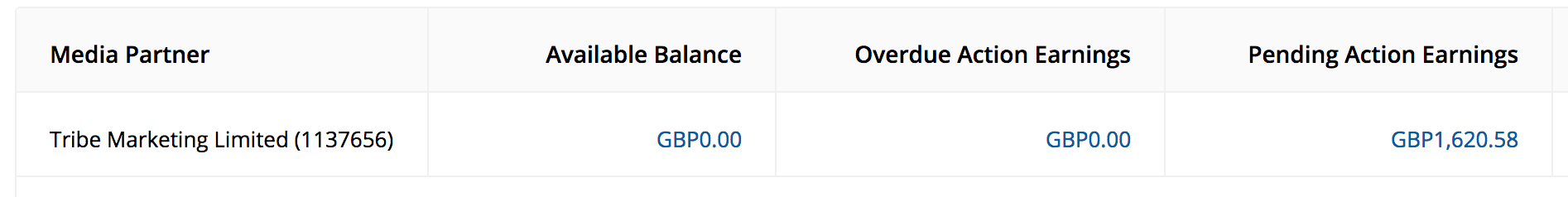 TAE pending earnings payment screenshot.